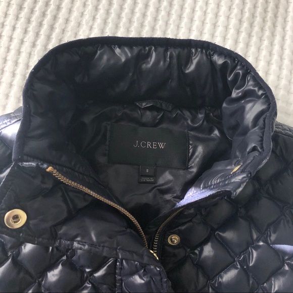 J Crew Shiny Quilted Field Vest Size Small Navy - Picture 5 of 6
